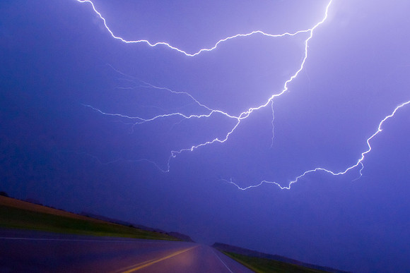 Lightning Over Highway (Driver's Point-of-View)