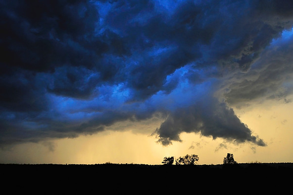 Supercell With Blue Wall Cloud