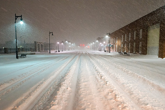 Snow Storm at Night in City