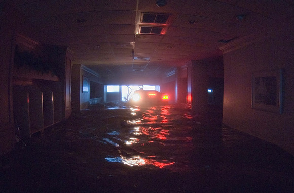 Hurricane Katrina Pushes Car Into Hotel Lobby