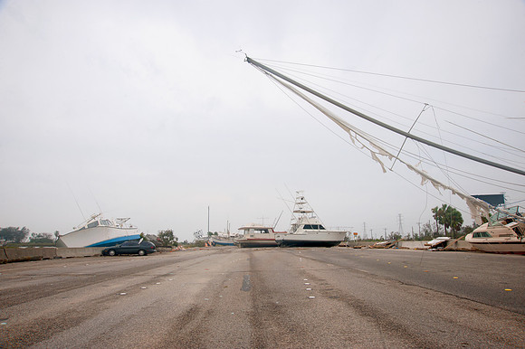 Hurricane Ike Blows Boats Onto Interstate