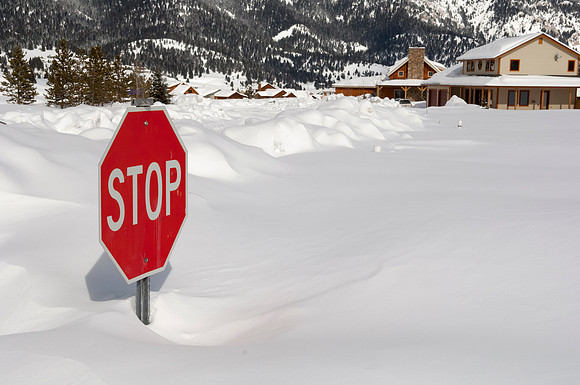Stop Sign in Deep Snow