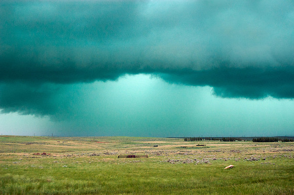 Storm With Greenish Color Caused by Hail
