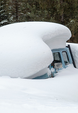 Pickup Truck Buried in Snow