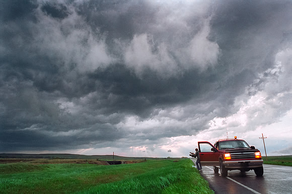 Storm Chaser Documenting Severe Storm