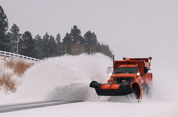 Approaching Snow Plow in Action
