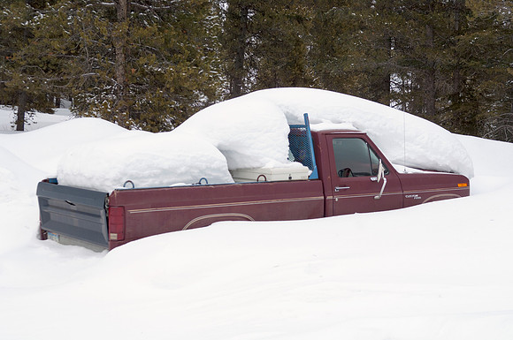 Pickup Truck Buried in Snow