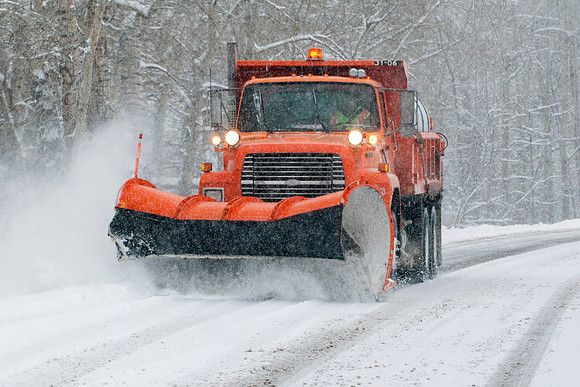 Approaching Snow Plow in Action