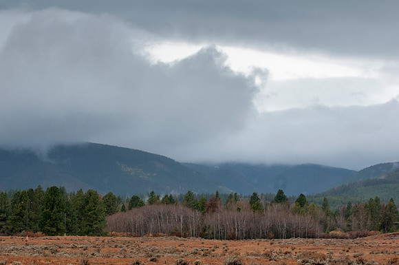 Winter Storm Approaching Rural Landscape