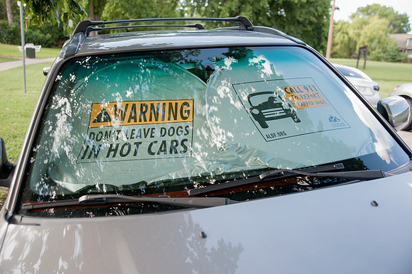 Warning sign: Don't leave dogs in hot cars
