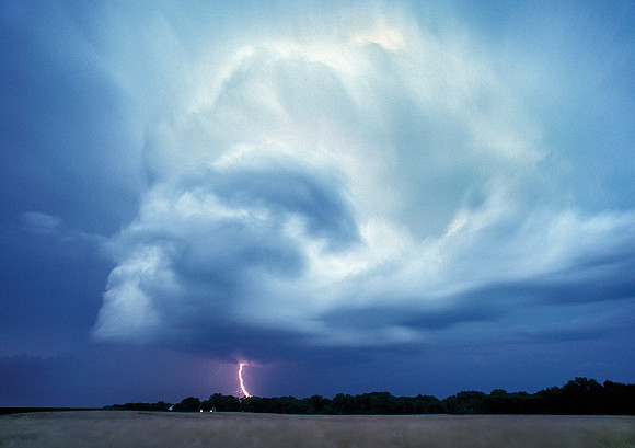 Rotating Storm With Lightning at Twilight