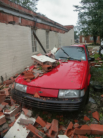 Car Crushed During the Landfall of Hurricane Lili