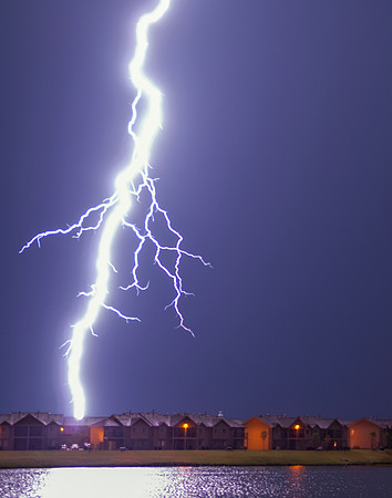 Lightning Bolting Striking Apartment Complex
