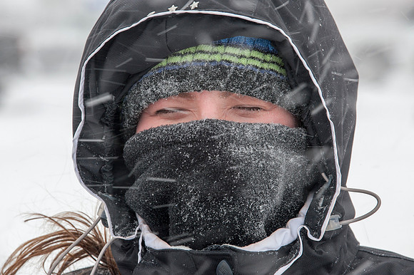 Woman in Snow Storm (Face Covered)