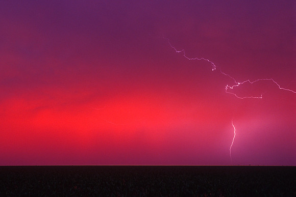 Storm With Red Lightning